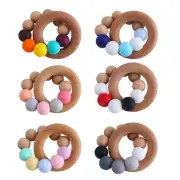 Baby Teether Silicone Rattle Teething Toy Wooden Teether XMAS Gift