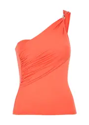 Gimaguas Julia One-shoulder Stretch-jersey top - Orange - S (UK8-10 / S) S (UK8-10 / S)