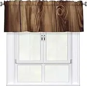 LHBWCVN Wood Grain Valances for Windows, Rod Pocket Window Treatment Drapes Farmhouse Kitchen Curtains Short Blackout Window Curtains for Living Room Bedroom Decor 54x18 Inch