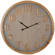 Contemporary Grey Timber Wall Clock 60cm