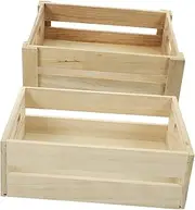 GAROZATION 2pcs Wooden Storage Boxes Rectangle Decorative Crates for Display Storage Containers
