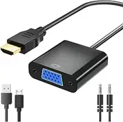 Gold-Plated HDMI to VGA Adapter 1080P Video Converter Male to Female with 3.5mm Audio Port and miniUSB to USB Port for PC, Laptop, DVD, Monitor, Projector, HDTV, Chromebook