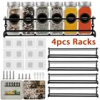 4pcs Kitchen Spice Rack Shelf Wall-Mounted Storage Cupboard Seasoning Jar Holder