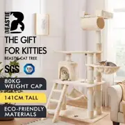 Beastie Cat Tree Scratching Post Scratcher Tower Condo House Furniture Wood 140