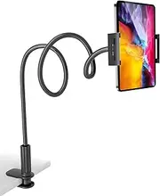 Phone Holder for Bed,360 Flexible Lazy Tablet Stand for Desk,with Adjustable 39.4" Long Arm Clamp Bracket Mount Stand for 4.7~10.5" iPhone/iPad Air/Pro/mini/Tablet/Switch,Black