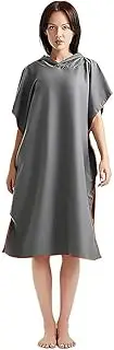 Hooded Towel, Microfiber Bath Towel for Travel Quick Dry Towels Robe, Surf Poncho Changing Towel, Adult Beach Swimming Shammy Towel, 108 * 80cm, Grey