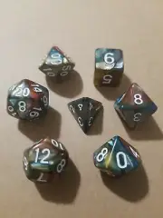 Polyhedral Gaming 7Pc Dice Set Color Swirl; DnD, Roleplaying, FREE SHIPPING