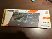 SteelSeries Apex 3 Full Size Wired Membrane Whisper Quiet Switch Gaming Keyboad