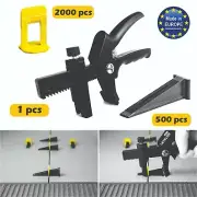 Lippage Tile Leveling System - 2000 Clips / 500 Reusable Wedges/ 1 Tool (Size L)