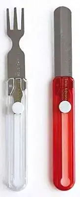 Swiss Advance Hippus Re-usable Travel Cutlery Knife & Fork Set Red & White