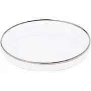 Plymor 4.5" x 4.5" Round Glass Display Tray (Silver Rim)