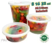 8 16 32 oz CPlastic Soup/Food Containers w/Lids Combo 24/EACH 100% BPA Free