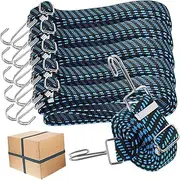 Veemoon 6 Pcs Heavy Duty Adjustable Lashing Straps with Metal Hooks Versatile Bungee Cords for Securing Luggage Camping Gear and Outdoor Activities Stylish