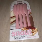 Joie Spreaders Pink 4 Pack Spreading Knives Jam Cream Cheese Bagels Oink Piggy