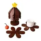 Tree Trivets for Hot Dishes Christmas Shape Trivet Set Pans Bamboo