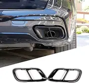 Stainless Steel Exhaust Muffler Tail Tip Pipe Trim Cap Cover Frame 2Pcs For BMW X5 G05 X7 2019 2020 Auto Accessories (Black)