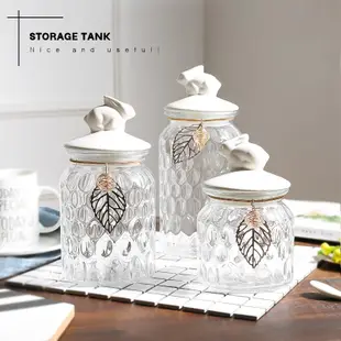 歐式透明陶瓷蓋玻璃罐糖果罐創意婚慶裝飾瓶擺件廚房雜糧儲物罐瓶