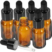 Healeved 6pcs Essential Oil Glass Dropper Bottles with Scale Portable Vials for Travel Refillable Cosmetic Liquid Storage Leak Design for Perfume and Essence