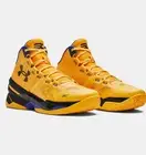 Under Armour Curry2 Double Bang Steeltown Gold Taxi Basketball Shoes 3026281-700