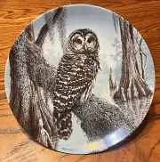 1990 KNOWLES “THE BARRED OWL” #6 Stately Owls Series W/COA NIB FREE SHIPPING.