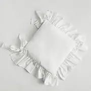 Plobeca Ruffles Chair Cushion Cover, 100% Cotton Boho Chair Pad Slipcover Suitable for Living Room Dining Chair Pat, Stylish Seat and Back Pads (White, 40x40cm)