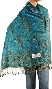 [Falari] Women's Woven Reversible Paisley Pashmina Shawl Wrap Scarf 80 x 27\