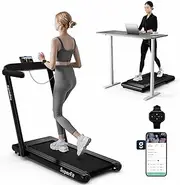 Costway 3HP Treadmill 3-in-1 for Working/Walking/Running, Folding Under Desk Walking Pad with Manual Incline,Watch-Like Remote/Smart APP, Speakers & Large Running Area for Home/Office, 155 kg Capacity