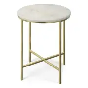 Tara 16 inch Wide Metal Side Table in Gold