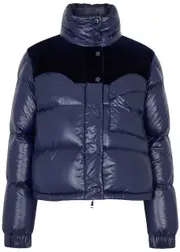 Moncler Narmada Quilted Glossed Shell Jacket - Dark Blue - 1 1