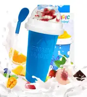 Portable Slushy Maker Cup with Lid & Straw for Smoothies and Ice Cream (Blue)
