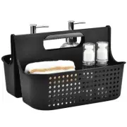 Portable Plastic Shower Caddy Basket, Large Cleaning Supply Tool Caddy Black