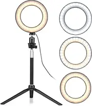 6 Inch Ring Light P graphy Lamp Dimmable 3 Lig ng Modes USB Powered with scopic Stand Desktop Tripod Ballhead for Selfie P graphy Black One Size