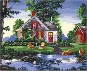 16 x 20 Inch DIY Oil Painting on Canvas Paint by Number Kit Beautiful House Pattern for Adults Beginner Craft Home Wall Decor Framel Multicolor176