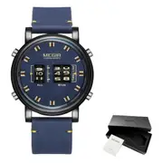 New Luxury Watches Men Military Sport Roller Pointer Quartz Watch Man Fashion Stainless Steel Mesh Strap Wristwatch-Blue