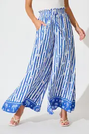 Mariah Pant in Blue and White Stripe Print 8