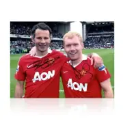 Ryan Giggs And Paul Scholes Signed Manchester United Soccer Photo