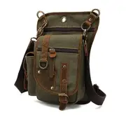 AUGU Canvas Drop Leg Bag Tactical Thigh Outdoor Waist Pack for Men Army Green