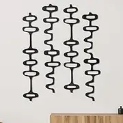 Wenqik 8 Pack Mid Century Modern Wall Art Decor Large Wood Abstract Geometric Wall Panels Decorative for Interior Living Room Home Bedroom(Black)