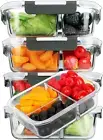 Glass Meal Prep Containers 3 Compartment with Lids 5Pack Glass Lunch Containers