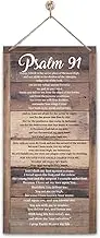 Christian Decor, Psalms 91 Sign, Decorative Wall Plaque, Rustic Door Sign with Hanging Rope, Christian Inspirational Quotes Hanging Sign, Religious Wall Decor, Home Decor Art, Baptism Gift