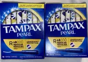 Tampax Pearl Regular Unscented 18 Tampons each.(2 packs)Leakguard Protection
