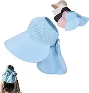 [Generic] Large-Brim Hollow Sunscreen Hat with Removable Neck Shawl, Outdoor UV Protection, Beach Fishing, Foldable Sun Mesh Wide