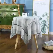 Small Square Rustic Checkered Tablecloth Beige and Gray Heavy Duty Embroidery...