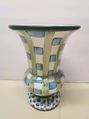 Mackenzie Childs Pencil And Paper 7" Vase Handmade Hand Painted New Retired