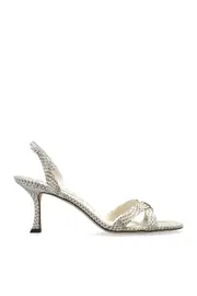 Jimmy Choo Elsy 70 Printed Heeled Sandals 37,40,41 cream