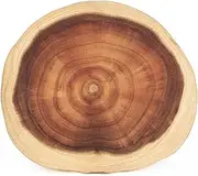 BIEROFARO Round Chopping Board Acacia Wood Natural Wooden Charcuterie Board,Wooden Cutting Board, Reversible Serve Board with Unique Wood Grain Pattern for Kitchen,Meat,Cheese