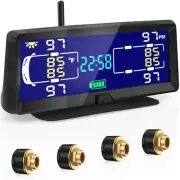 Hieha Tire Pressure Monitoring System, 7.84” Wireless Solar Rv TPMS with 4