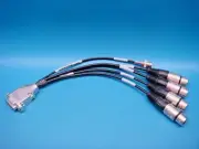 (1) S14936 NEUTRIK 4 CHANNEL XLR BREAKOUT CABLE DB15 TO NC3FX COAX 8" PRO AUDIO