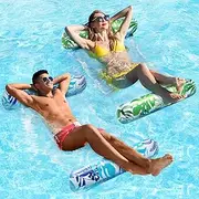 Pool Floats - 2 Pack Inflatable Pool Floats Rafts, 4-in-1 Pool Floaties for Adults, Pool Floats Adult Size, Toys Floats for Swimming Pool, Pool Lounger Float Water Hammock
