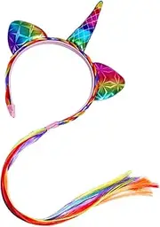 Boys and Girls Headwear Unicorn Wig Hair Bands Colorful Hair Extensions Party Favors for Boys Girls Non-deformati